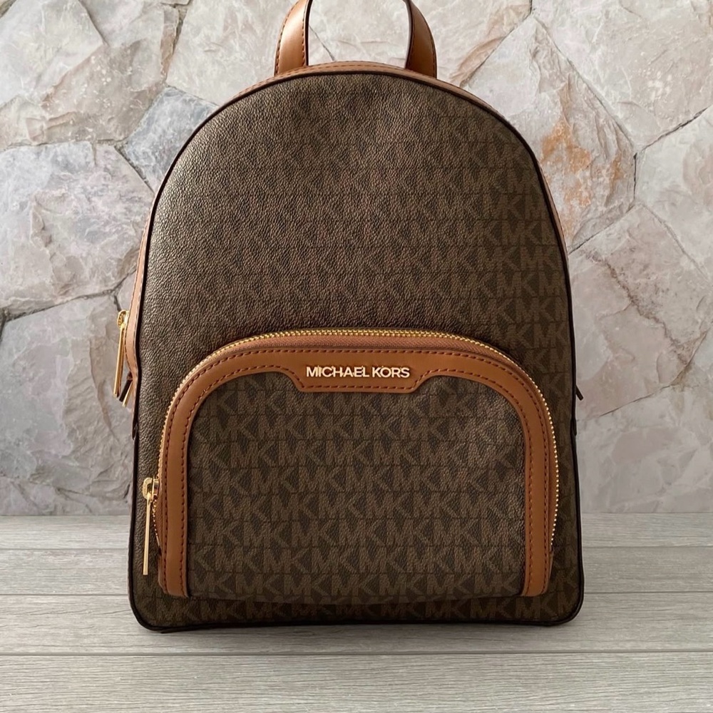 Michael Kors Jayce Medium Brown Signature Backpack - Picture 2 of 8